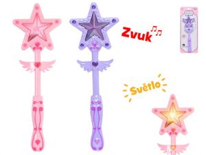 Hůlka kouzelná 32,5cm na baterie se světlem a zvukem 2barvy na kartě