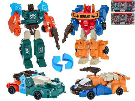 Deformation Warrior auto závodní/robot 2ks s doplňky 3barvy v krabičce