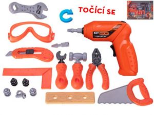 Sada nářadí 16ks s vrtačkou 17cm na baterie v krabičce
