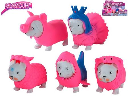 Glamour pejsek strečový 8,5cm v oblečku 6druhů