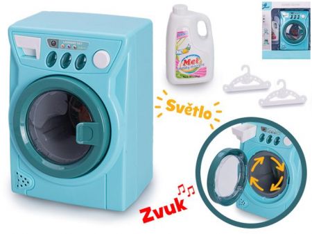 Pračka 14x10cm na baterie se světlem, zvukem a doplňky v krabičce