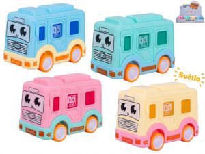 Autobus 8cm na baterie na setrvačník se světlem 4barvy