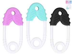 Kousátko spínací špendlík silikonové 3barvy 0m+ v sáčku