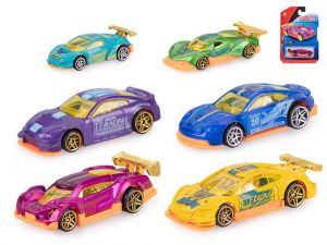 Auto závodní 8cm kov volný chod 6druhů na kartě