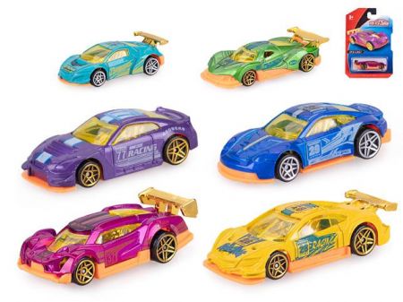 Auto závodní 8cm kov volný chod 6druhů na kartě