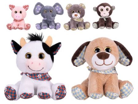 Zvířátko plyšové 14cm sedící se šátkem 6druhů 0m+