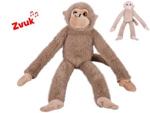 Opice plyšová 55cm na baterie se zvukem 2barvy 0m+