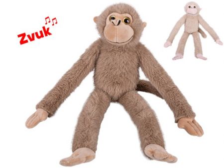 Opice plyšová 55cm na baterie se zvukem 2barvy 0m+