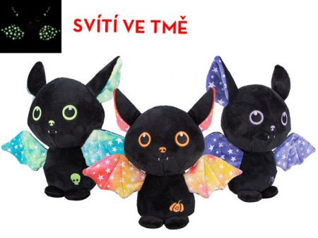 Netopýr plyšový 23cm svítící ve tmě 3barvy 0m+