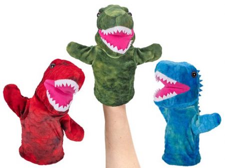 Dinosaurus maňásek plyšový 25cm 3barvy 0m+