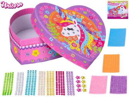 Unicorn sada lepení barevných kamínků na šperkovnici 13x12,5cm v krabičce
