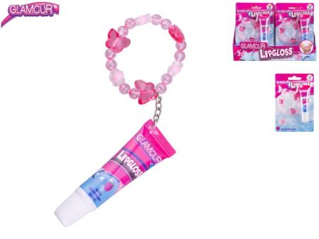 Glamour lesk na rty 12ml malinová příchuť s příveskem na kartě