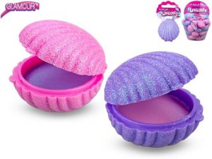 Glamour lesk na rty 7ml ve tvaru mušle 2barvy na kartě v plastové misce