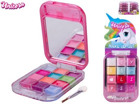 Unicorn make-up paletka se zrcátkem s lesky na rty 6ks a oč. stíny 2barvy 6ks na kartě