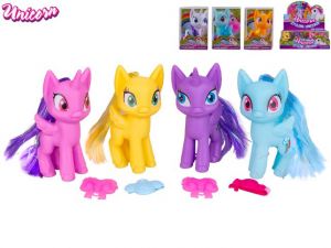 Unicorn jednorožec 9cm stojící s doplňky 6barev v krabičce