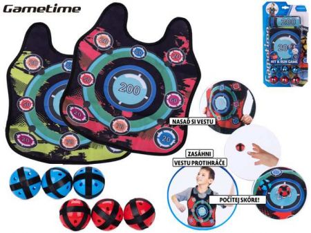 Gametime vesta s terčem 2ks a míčky 6ks na suchý zip na kartě