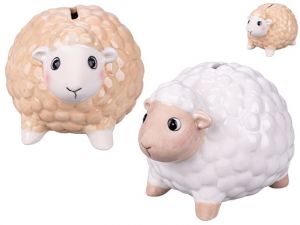 Pokladnička ovečka porcelánová 12x10x9cm 2barvy