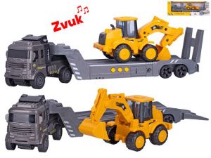 Auto nákladní 30cm na setrvačník na baterie se zvukem + bagr 13cm na setrvačník 2druhy