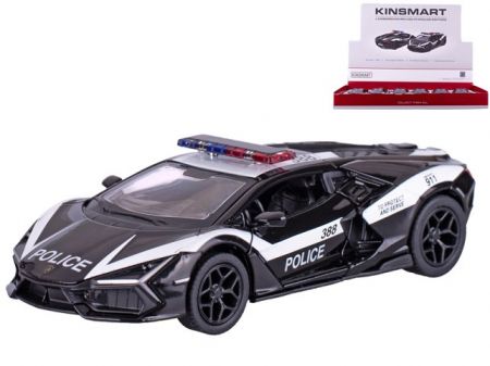 Kinsmart Lamborghini Revuelto policejní 13cm 1:38 kov zpětný chod