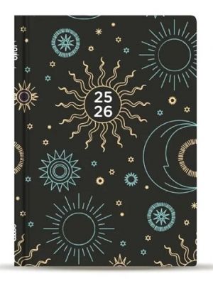 ALBI Diář B6 18 měsíců 2026 - Černý se sluníčkama