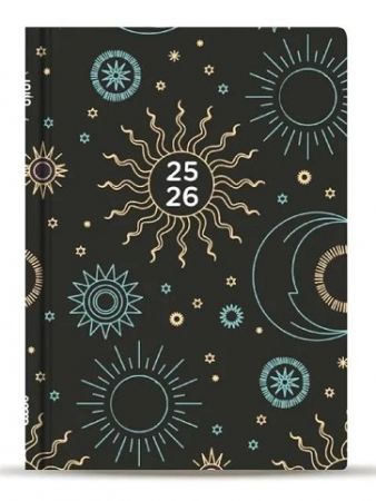 ALBI Diář B6 18 měsíců 2026 - Černý se sluníčkama