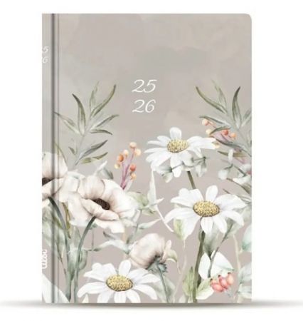 ALBI Diář B6 18 měsíců 2026 - Květiny na béžové