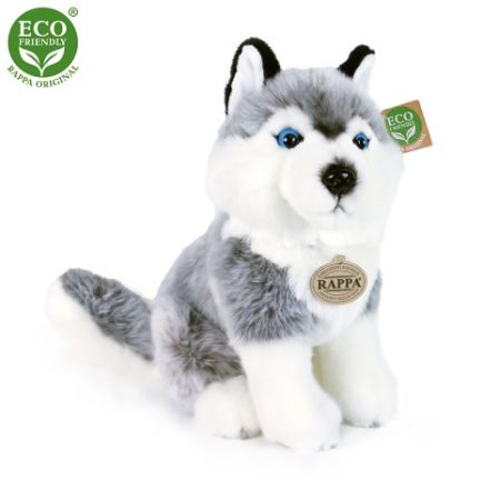 Plyšový pes Husky sedící 30 cm ECO-FRIENDLY