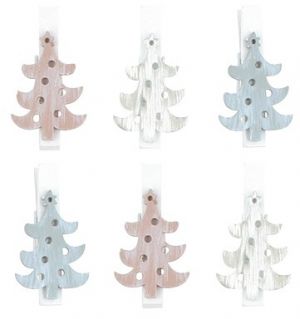 Stromeček dřevěný na kolíčku 3,5 cm, 6 ks