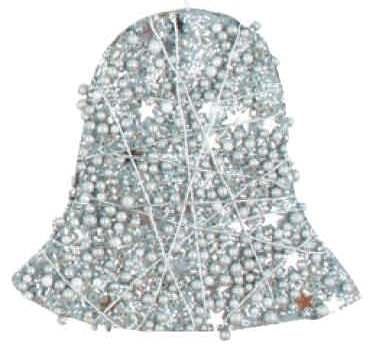 Zvoneček se stříbrnými kuličkami, hvězdičkami a drátkem 10cm