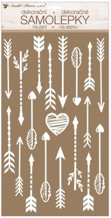 Samolepky na zeď bílé šípy s glitry 24 x 47,5 cm