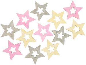Hvězdy dřevěné 4 cm 12 ks