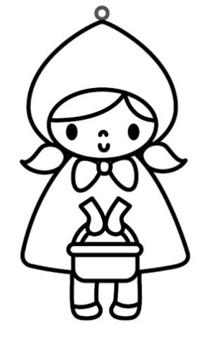 Závěsná sklíčka k vybarvení barvami na sklo cca 8 cm - 71. ČERVENÁ KARKULKA