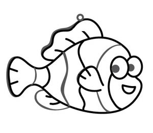 Závěsná sklíčka k vybarvení barvami na sklo cca 8 cm - 74. MOŘSKÁ RYBA KLAUN