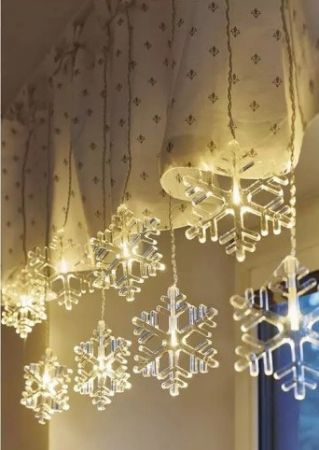 Vločky závěs 8 LED, teplá bílá