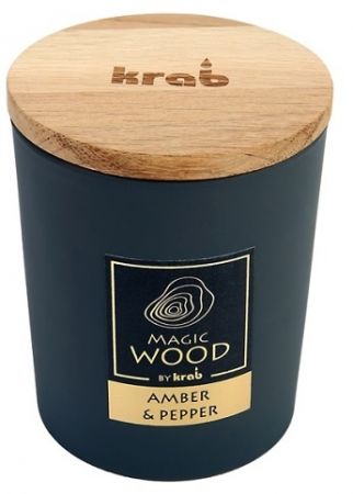Svíčka MAGIC WOOD s dřevěným knotem - AMBER & PEPPER 300g