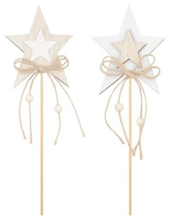 Zápich hvězda dřevěná 8 cm + špejle