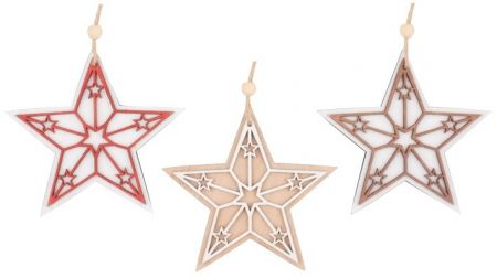 Hvězda dřevěná na zavěšení 15 cm