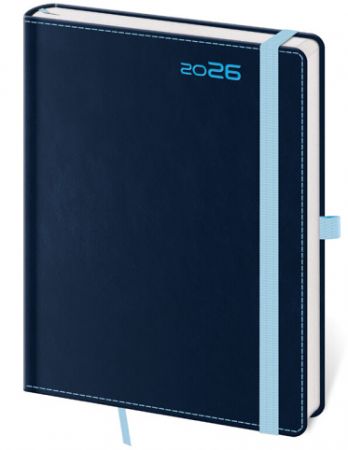 Diář denní A5 Double Blue s poutkem na propisku 2026 / 20,5cm x 14,5cm / DB422-2-26
