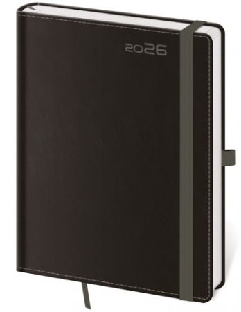 Diář denní A5 Double Black s poutkem na propisku 2026 / 20,5cm x 14,5cm / DB422-7-26