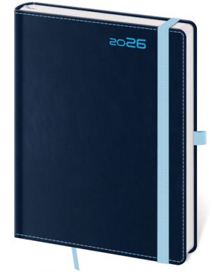 Diář týdenní A5 Double Blue s poutkem na propisku 2026 / 20,5cm x 14,5cm / DB423-2-26