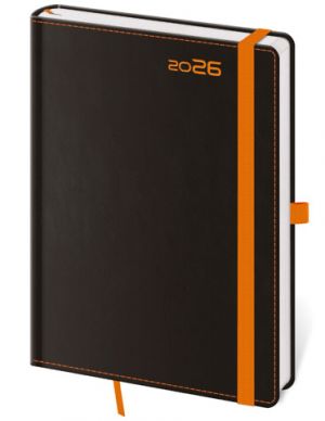 Diář týdenní B6 Black Orange s poutkem na propisku 2026 / 16,5cm x 12cm / DB433-5-26