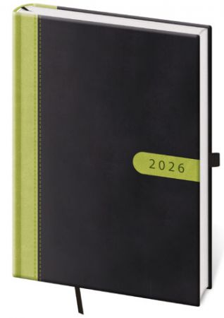 Diář týdenní A5 Bora - černo/zelená 2026 / 20,5cm x 14,5cm / DBO423-1-26