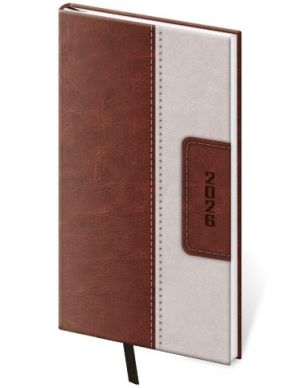 Diář týdenní kapesní Classic - hnědo/béžová 2026 / 15cm x 8cm / DC426-2-26