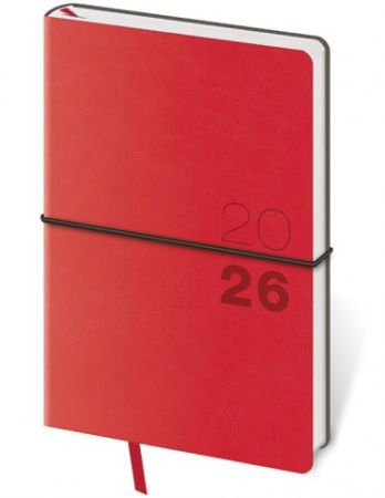 Diář týdenní kapesní Flexio - červená 2026 / 14cm x 9cm / DFO436-2-26
