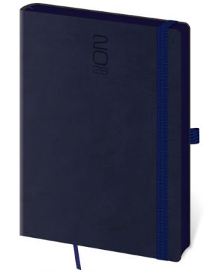 Diář denní A5 Memory s gumičkou - tmavě modrá 2026 / 20,5cm x 14,5cm / DM422-2-26