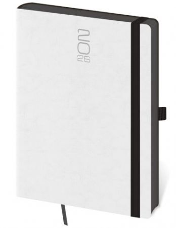 Diář týdenní A5 Memory s gumičkou - bílá 2026 / 20,5cm x 14,5cm / DM423-3-26