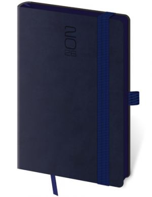 Diář týdenní kapesní Memory s gumičkou - tmavě modrá 2026 / 14cm x 9cm / DM436-2-26