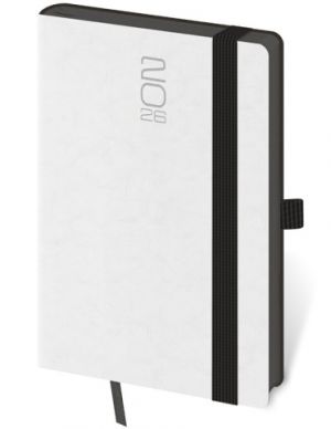 Diář týdenní kapesní Memory s gumičkou - bílá 2026 / 14cm x 9cm / DM436-3-26