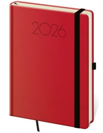 Diář denní A5 New Praga - červená 2026 / 20,5cm x 14,5cm / DNP422-8-26