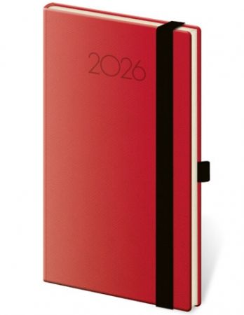 Diář týdenní kapesní New Praga - červená 2026 / 14cm x 9cm / DNP436-8-26